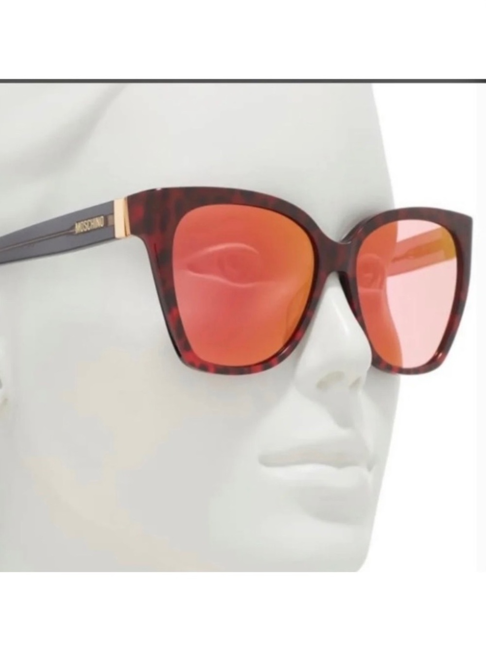 MOSCHINO Cat Eye Sunglasses Multilay 55mm Redleopard/Orange